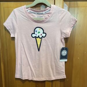 Life Is Good Pink Short Sleeve Tee Casual Cotton ice cream detail